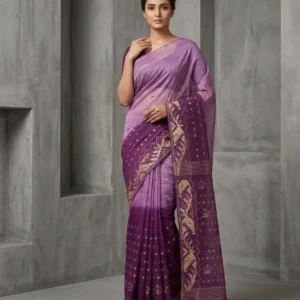Ombré Lavender and Plum Jamdani Saree