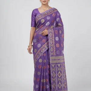 Amethyst Purple Medallion Jamdani Saree