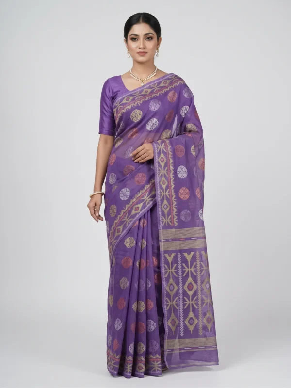Amethyst Purple Medallion Jamdani Saree